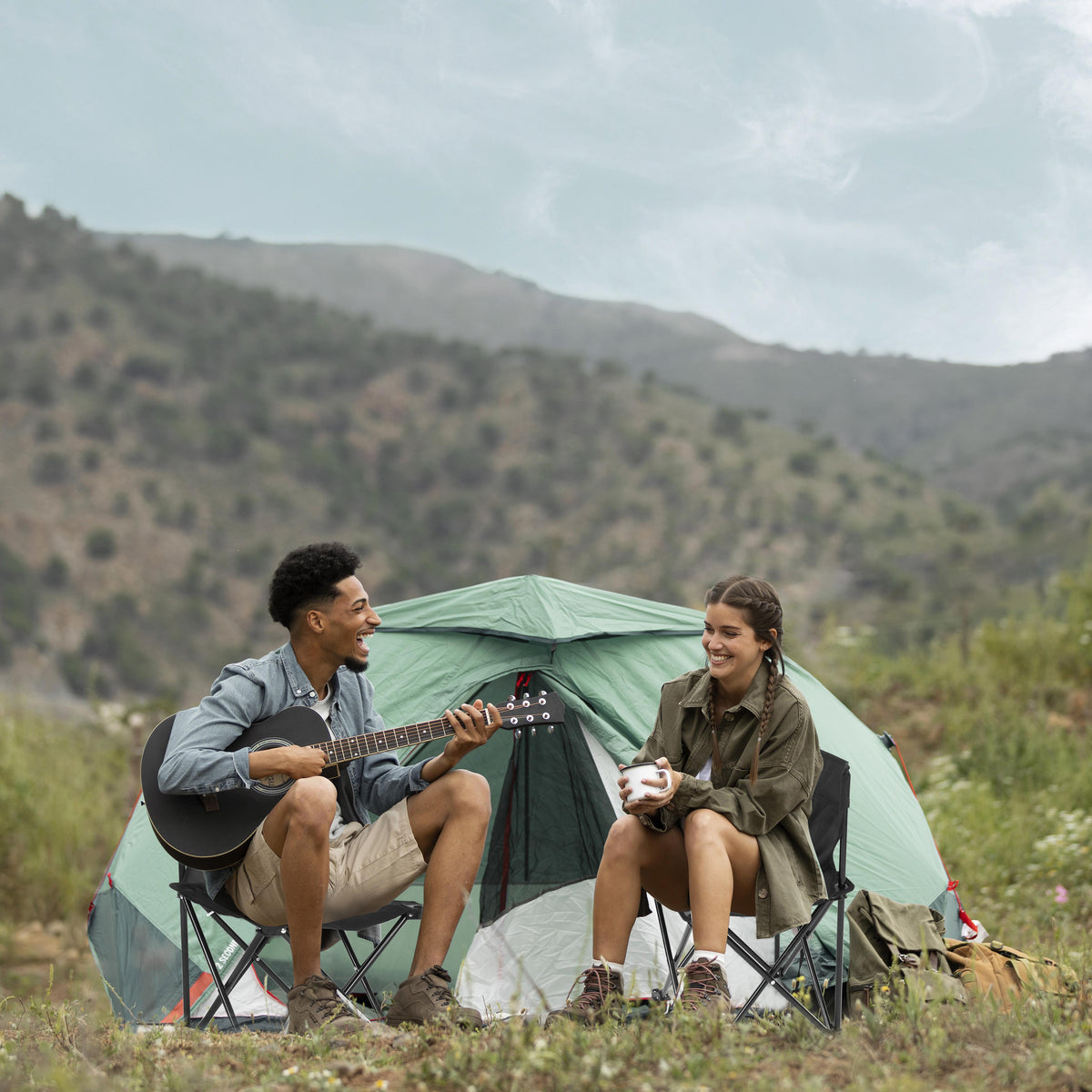 Mini Armless Portable Folding Camping Chair for Outdoor Camping Fishing in Black