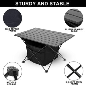 Portable Camping Side Table with Storage Bag. Size: Small