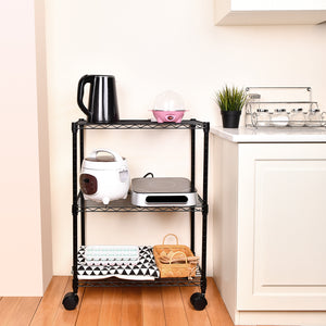 3-Tier Steel Wire Shelving with Wheels