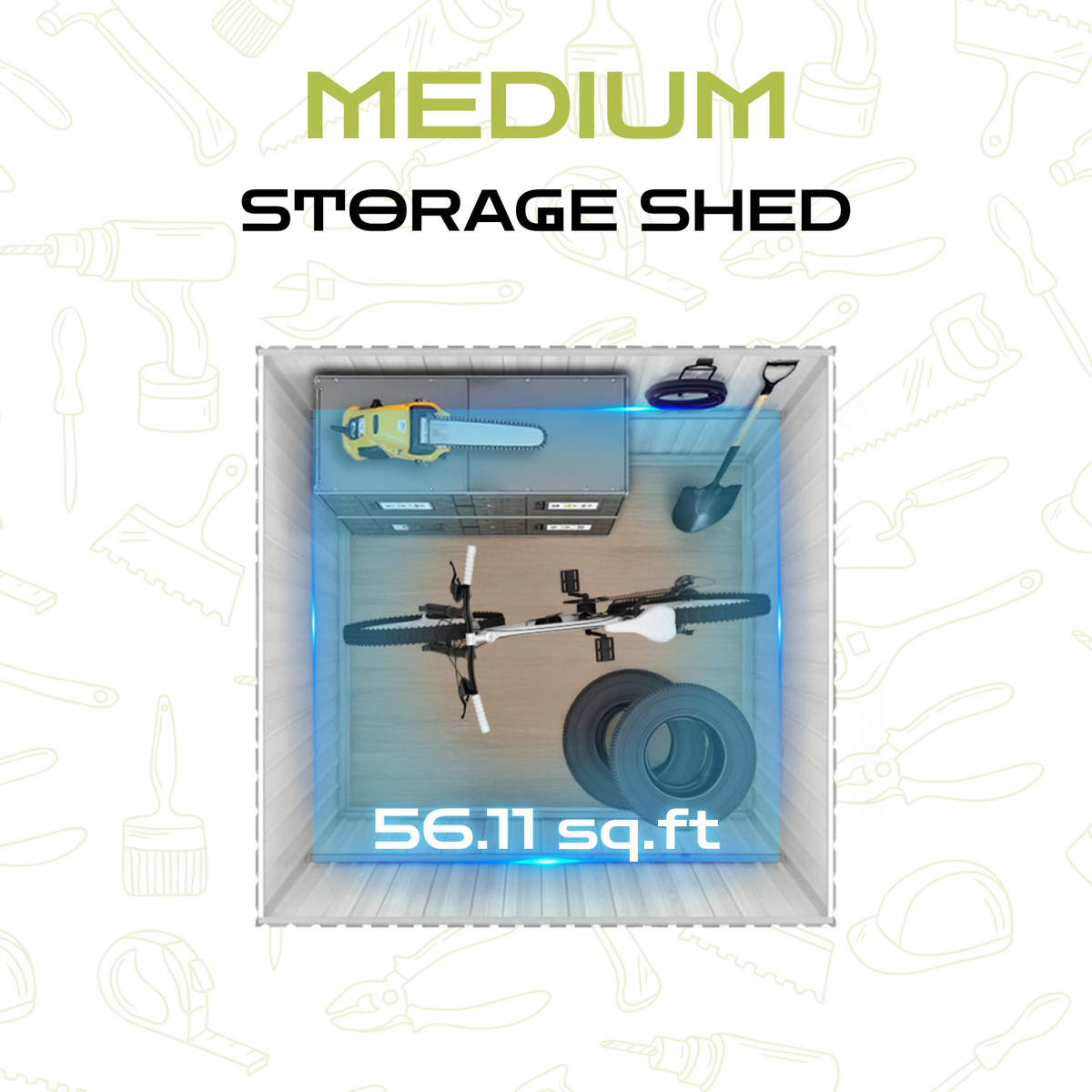 9.1*6.4 Ft Metal Garden Shed with Lockable Double Doors & Sloping Roof, Weather-Resistant Tool Shed for Backyard, Patio, Poolside Black