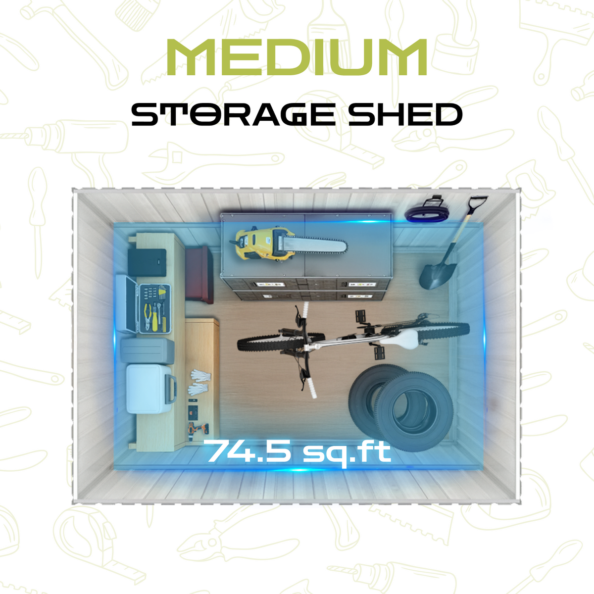 9.1 x 6.4 Ft Outdoor Storage Metal Shed with Silding Lockable Doors and Windor