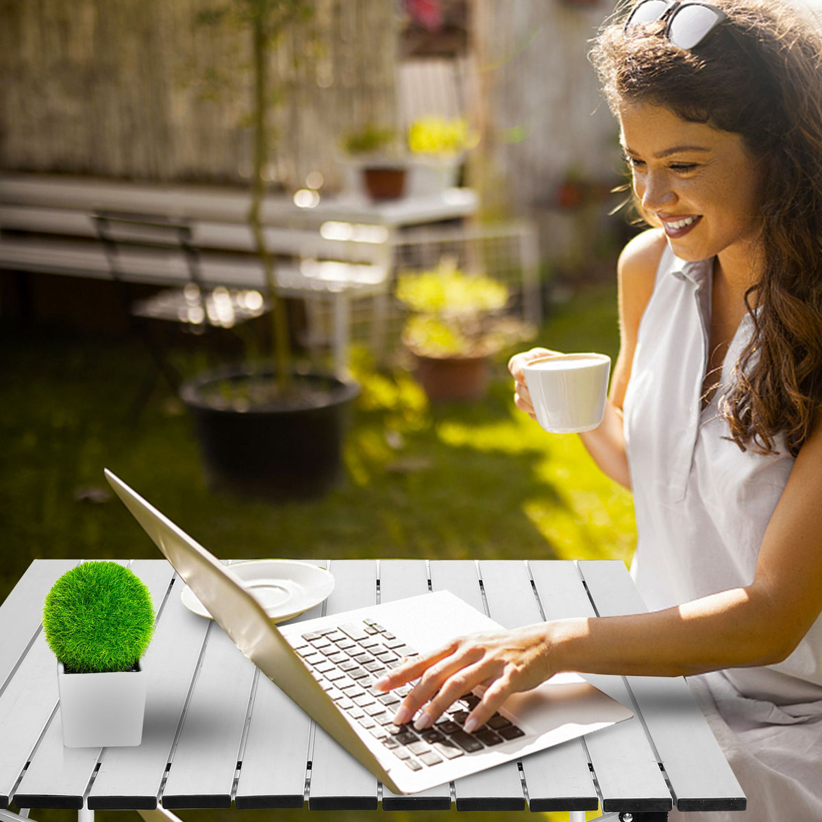 28 in. Square Portable Folding Aluminum Picnic Table in Sliver