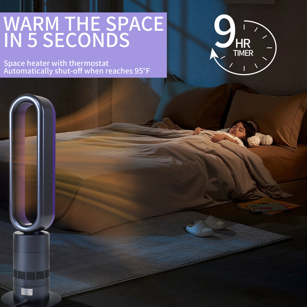 32 in. Bladeless Tower Cool Fan and Heater Fan Combo Ideal For Four Season Available