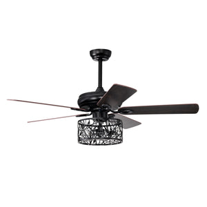 52 in. Indoor Black Ceiling Fan with Light, 3-Speed Blades Fandelier Reversible