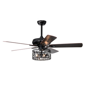 52 in. Indoor Black Ceiling Fan with Light, 3-Speed Blades Fandelier Reversible