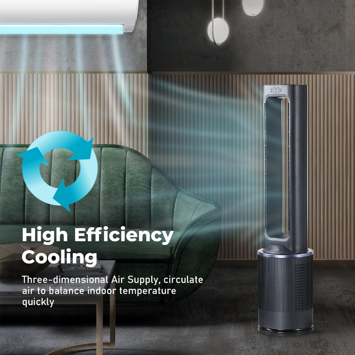 42-inch Bladeless Fans Standing Tower Fan 12 Speeds & 15H Timing