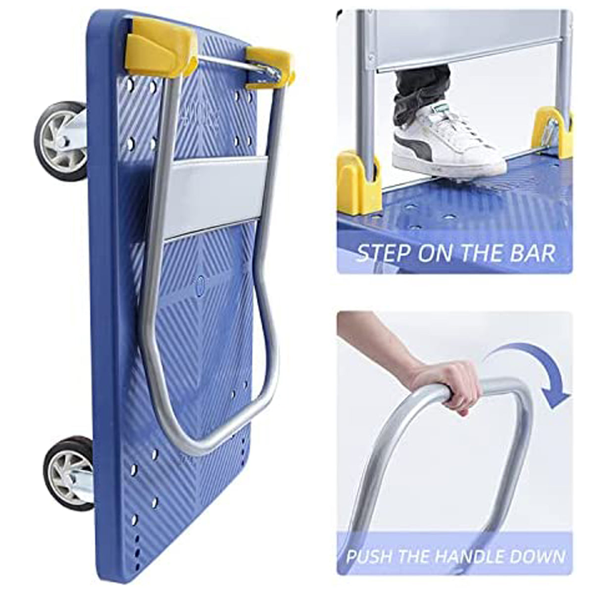 880 lbs. Platform Truck With 360-Degree Swivel Wheels Foldable Push Hand Cart