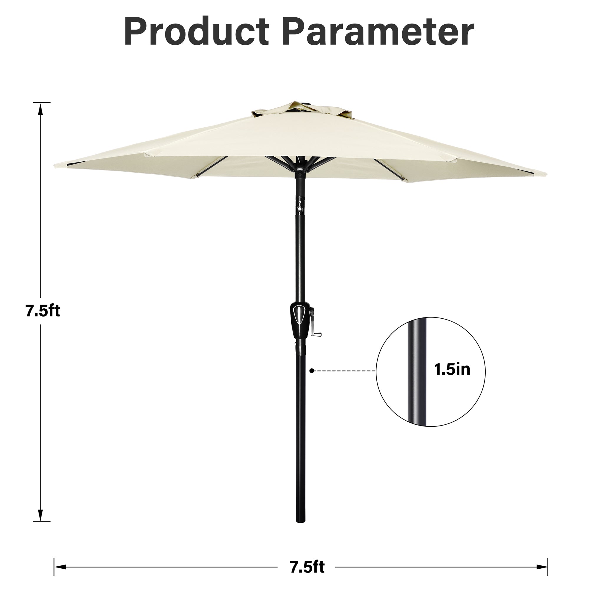 7.5 ft. Steel Market Tilt Patio Umbrella in Beige