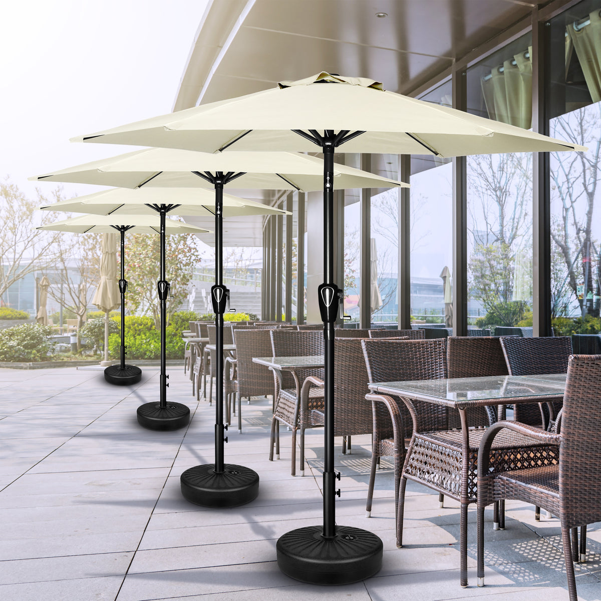 7.5 ft. Steel Market Tilt Patio Umbrella in Beige