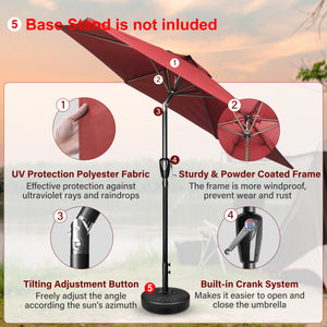 7.5 ft. Steel Market Tilt Patio Umbrella in Red