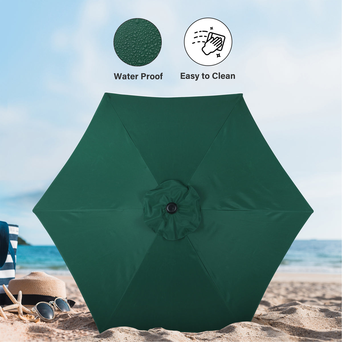 7.5 ft. Steel Market Tilt Patio Umbrella in Green