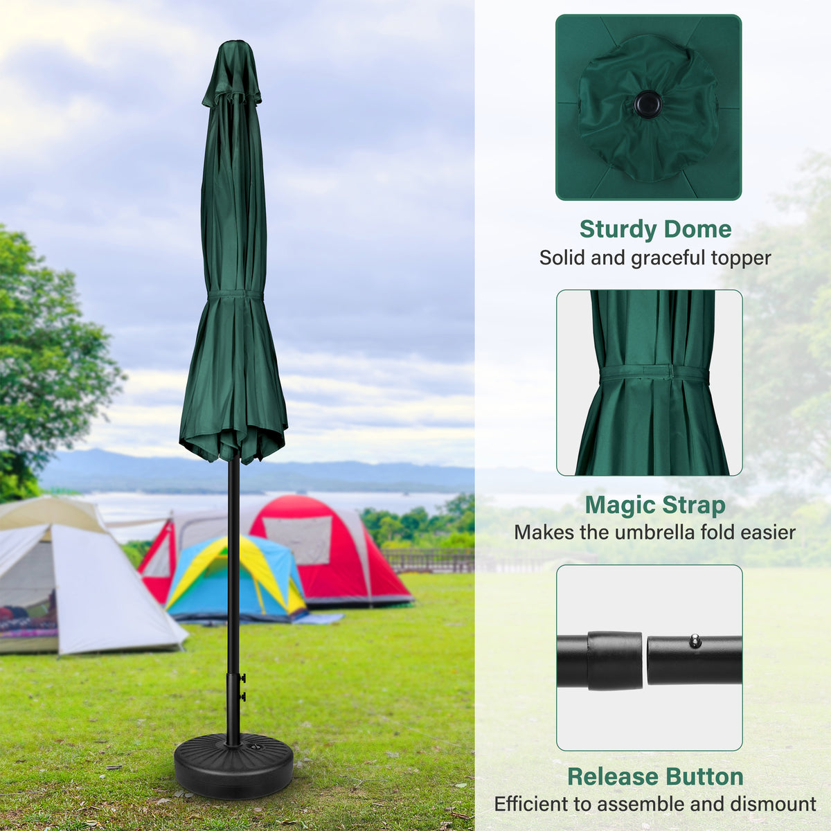 7.5 ft. Steel Market Tilt Patio Umbrella in Green