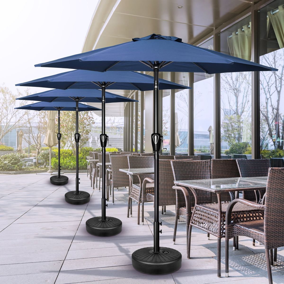 7.5 ft. Steel Market Tilt Patio Umbrella in Blue