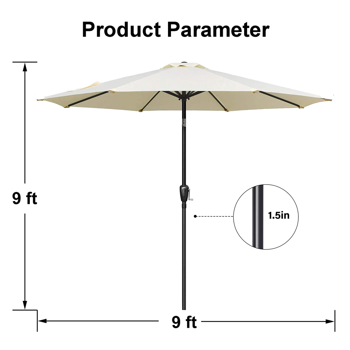 9 ft. Steel Market Tilt Patio Umbrella in Beige