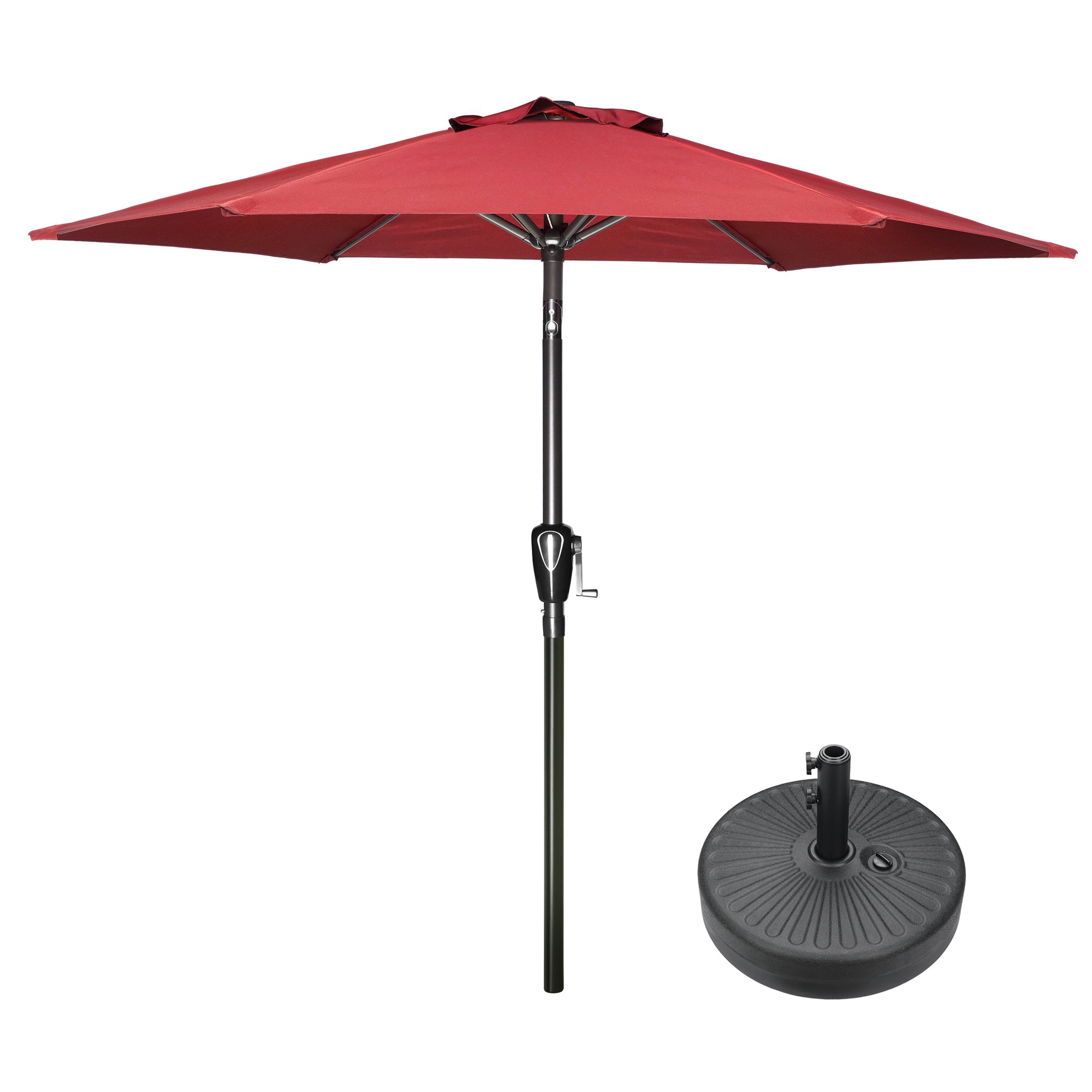 7.5 ft. Steel Market Tilt Patio Umbrella in Red with Free Standing Base