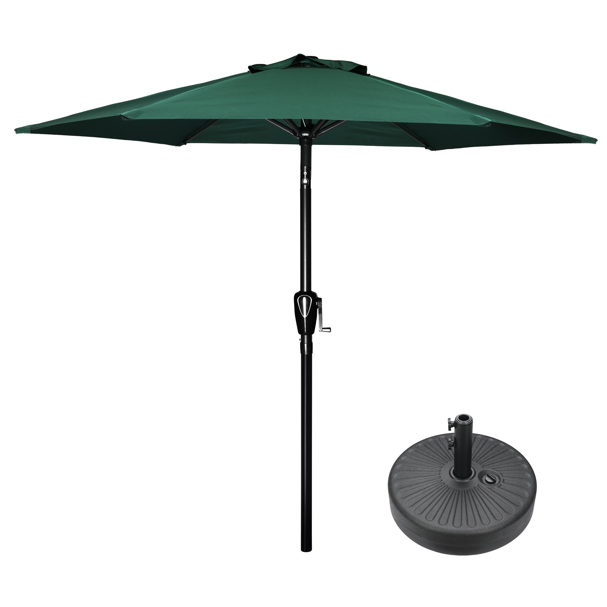 7.5 ft. Steel Market Tilt Patio Umbrella in Green with Free Standing Base