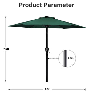 7.5 ft. Steel Market Tilt Patio Umbrella in Green with Free Standing Base