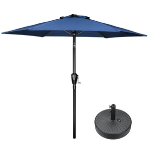 7.5 ft. Steel Market Tilt Patio Umbrella in Blue with Free Standing Base