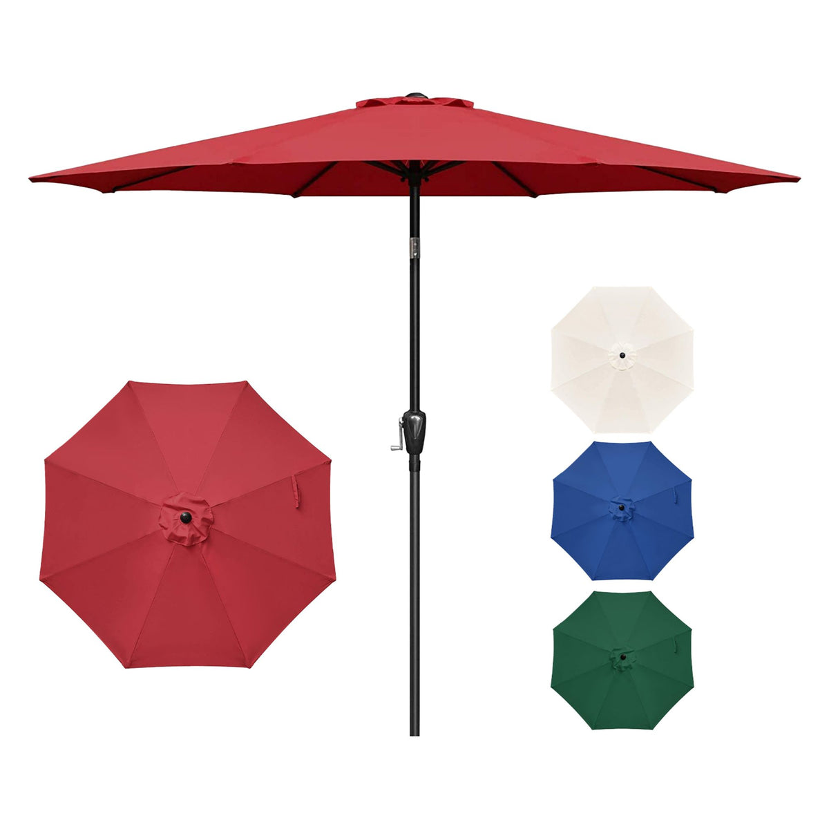 9 ft. Steel Market Tilt Patio Umbrella in Red with Free Standing Base