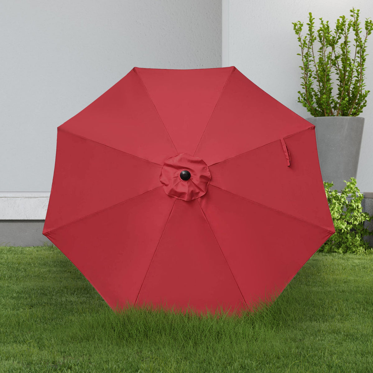 9 ft. Steel Market Tilt Patio Umbrella in Red with Free Standing Base