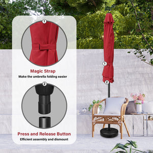 9 ft. Steel Market Tilt Patio Umbrella in Red with Free Standing Base