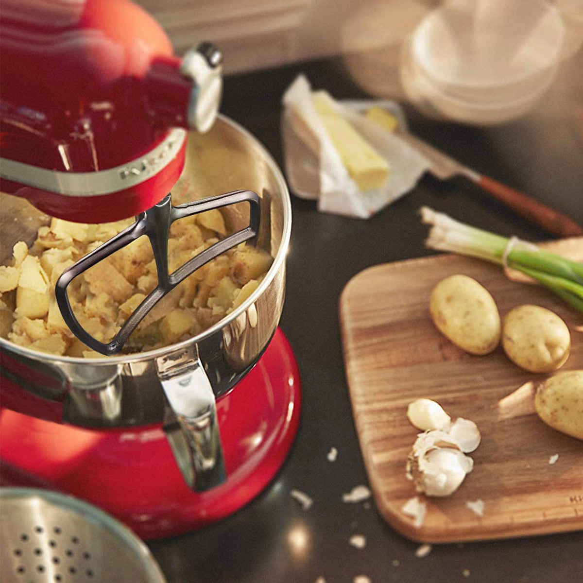 Stainless Steel Flex Edge Beater for KitchenAid Mixer, Fits Tilt-Head Stand Mixer Bowls For 4.5-5 qt. Bowls