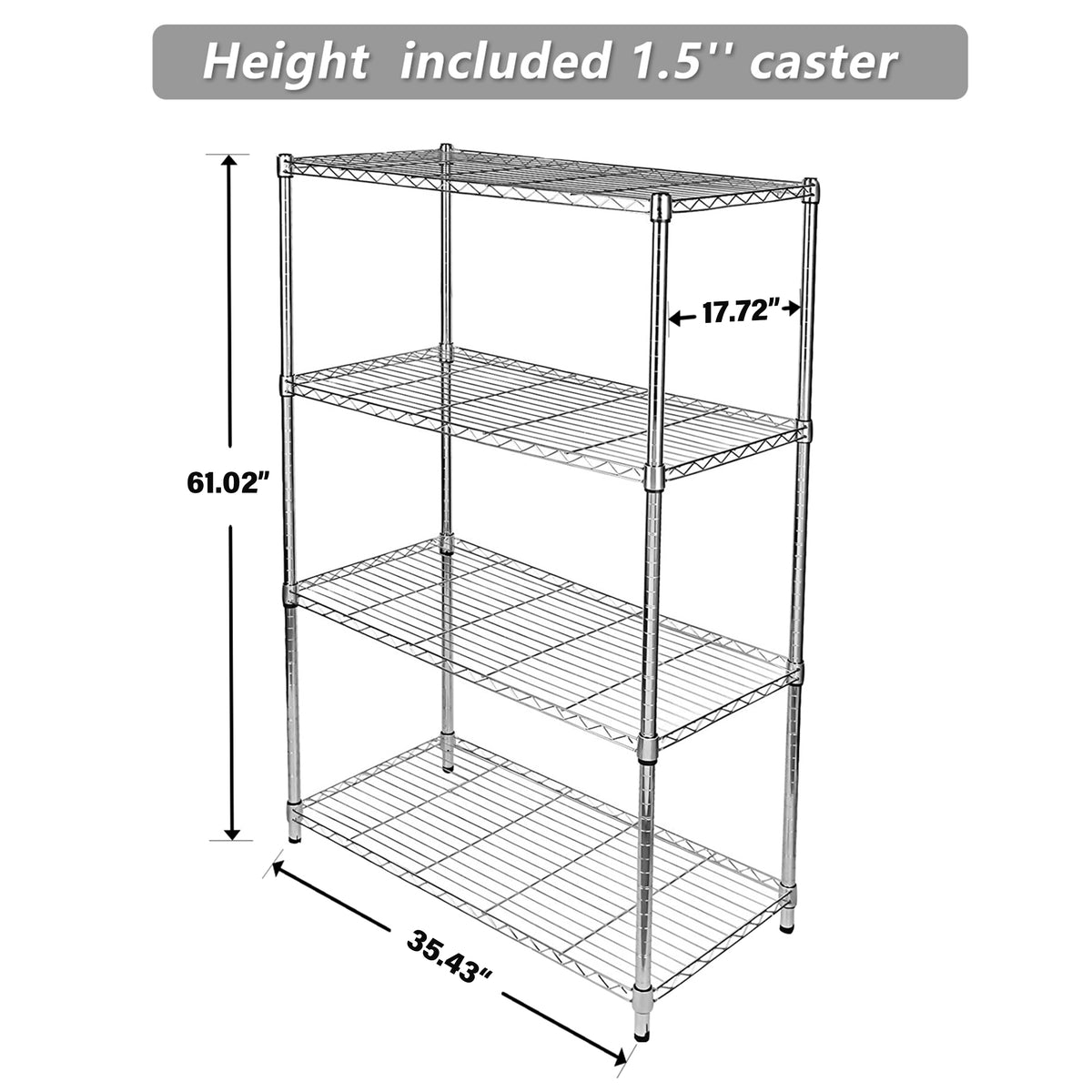 4-Tier Steel Wire Shelving Unit