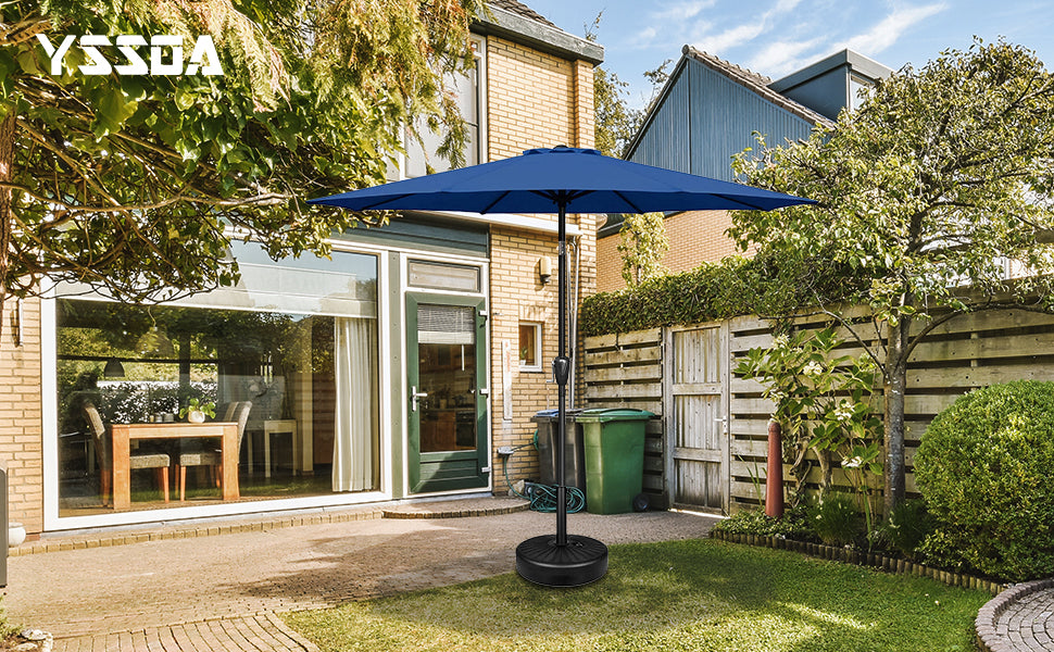 20 in. Rounded HDPE Patio Umbrella Base in Black with Refillabel Reservoir