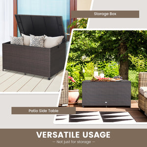 All Weather Rattan Deck Box with Universal Wheels For Outdoor Patio Storage