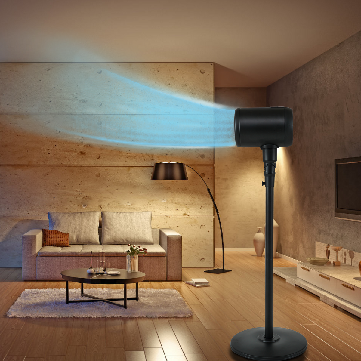 Industrial Retro Metal Drum Jet Oscillating Standing Floor Fan Remote Control Timer 3 Speeds Setting