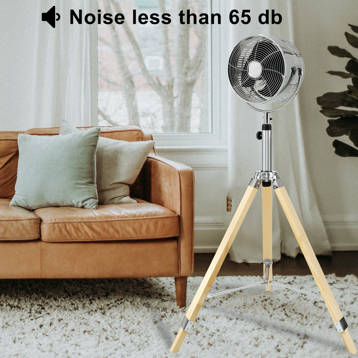 Adjustable-Height 52 In Tripod Pedestal Fan Multiple Wide Angle Standing Fan