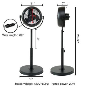 Simple Deluxe Industrial Retro Pedestal Fan 360° Rotatable Stand Fan 3 Speed Adjustable