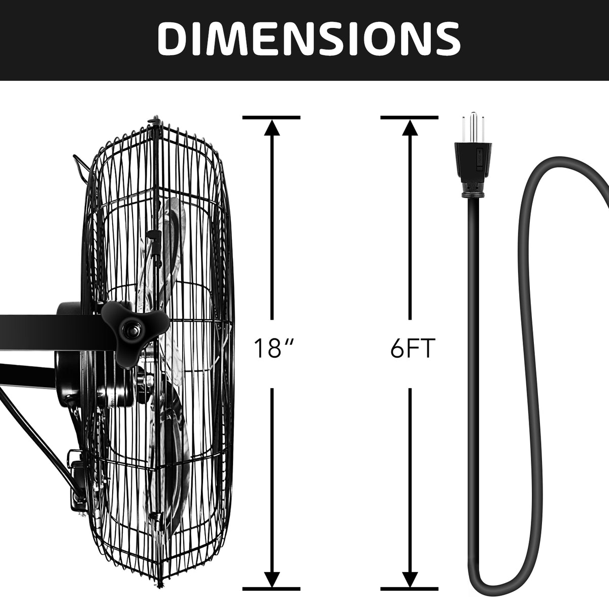 18 in 3-speed Switches industrial Wall-Mount Fan in Adjustable Tilt