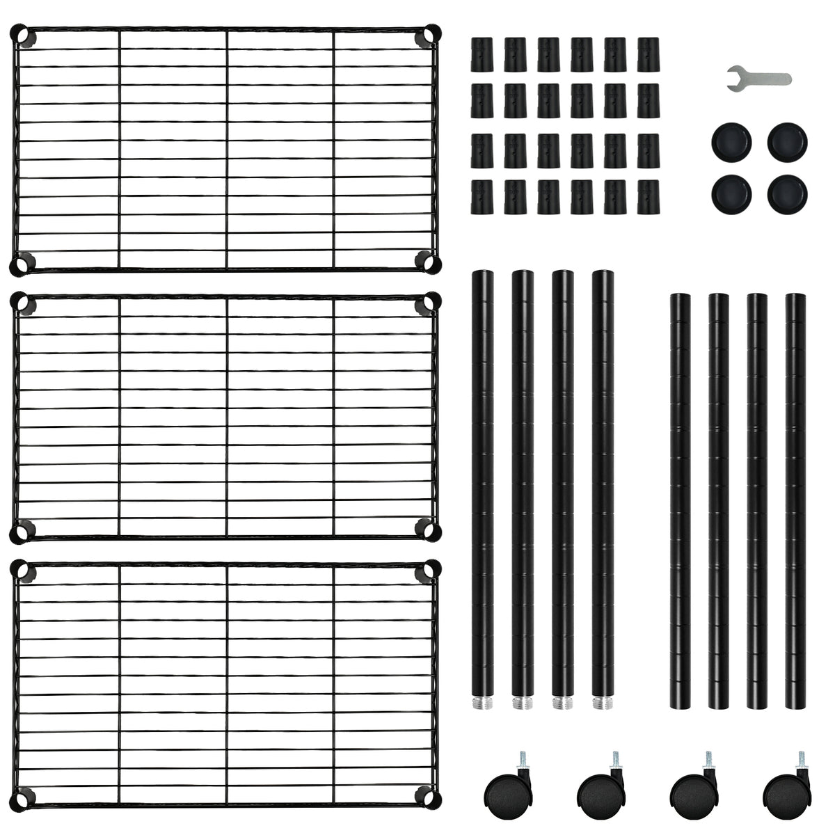 3-Tier Steel Wire Shelving with Wheels