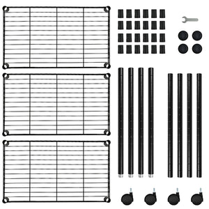 3-Tier Steel Wire Shelving with Wheels