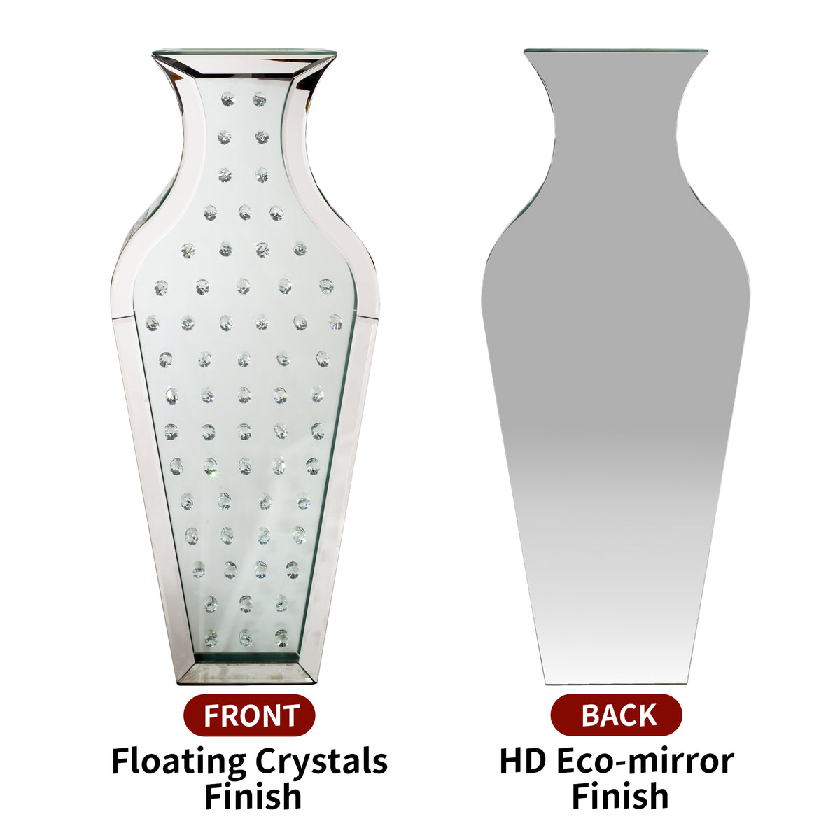 28 in. Tall Silver Handmade Glass Floor Vase