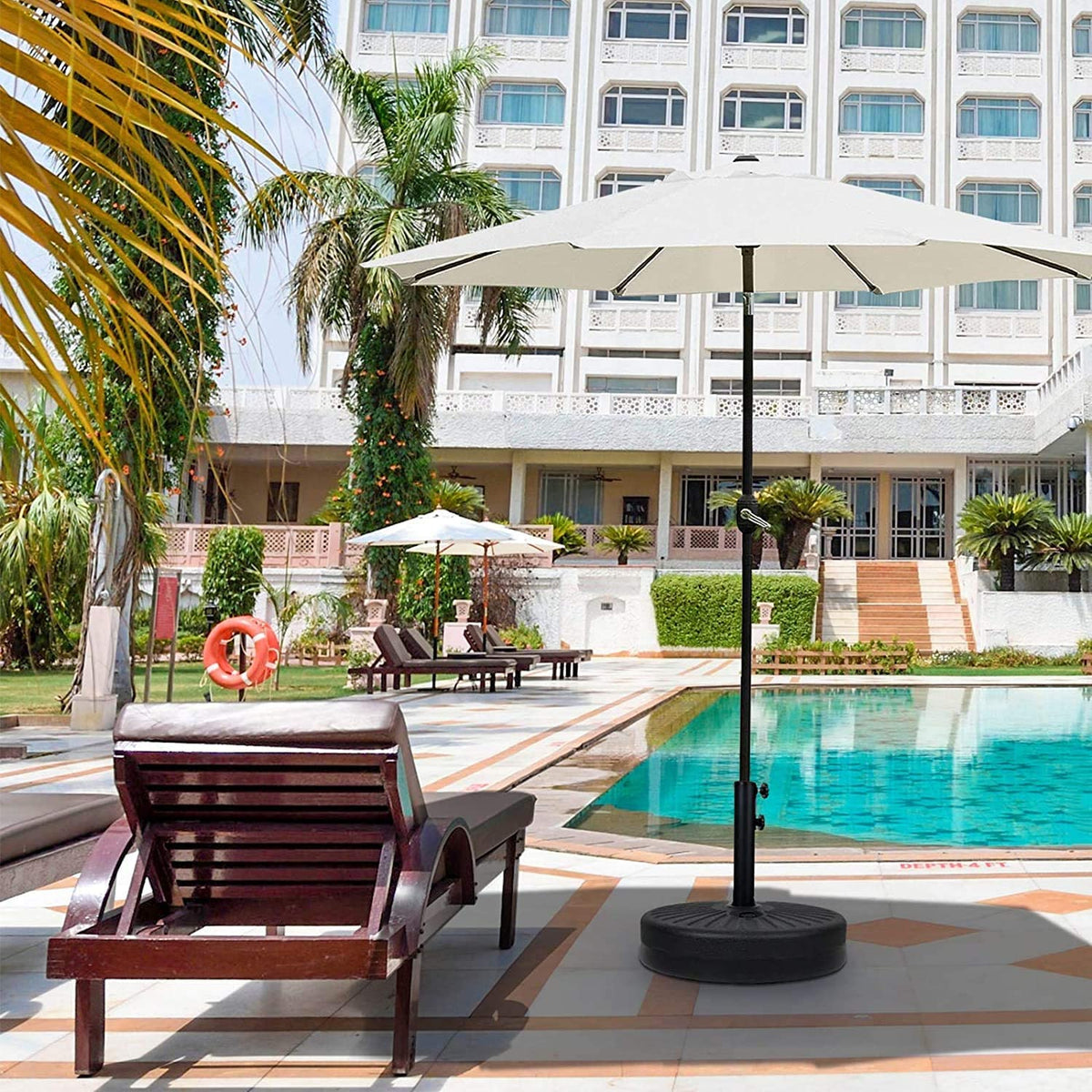 9 ft. Steel Market Tilt Patio Umbrella in Beige