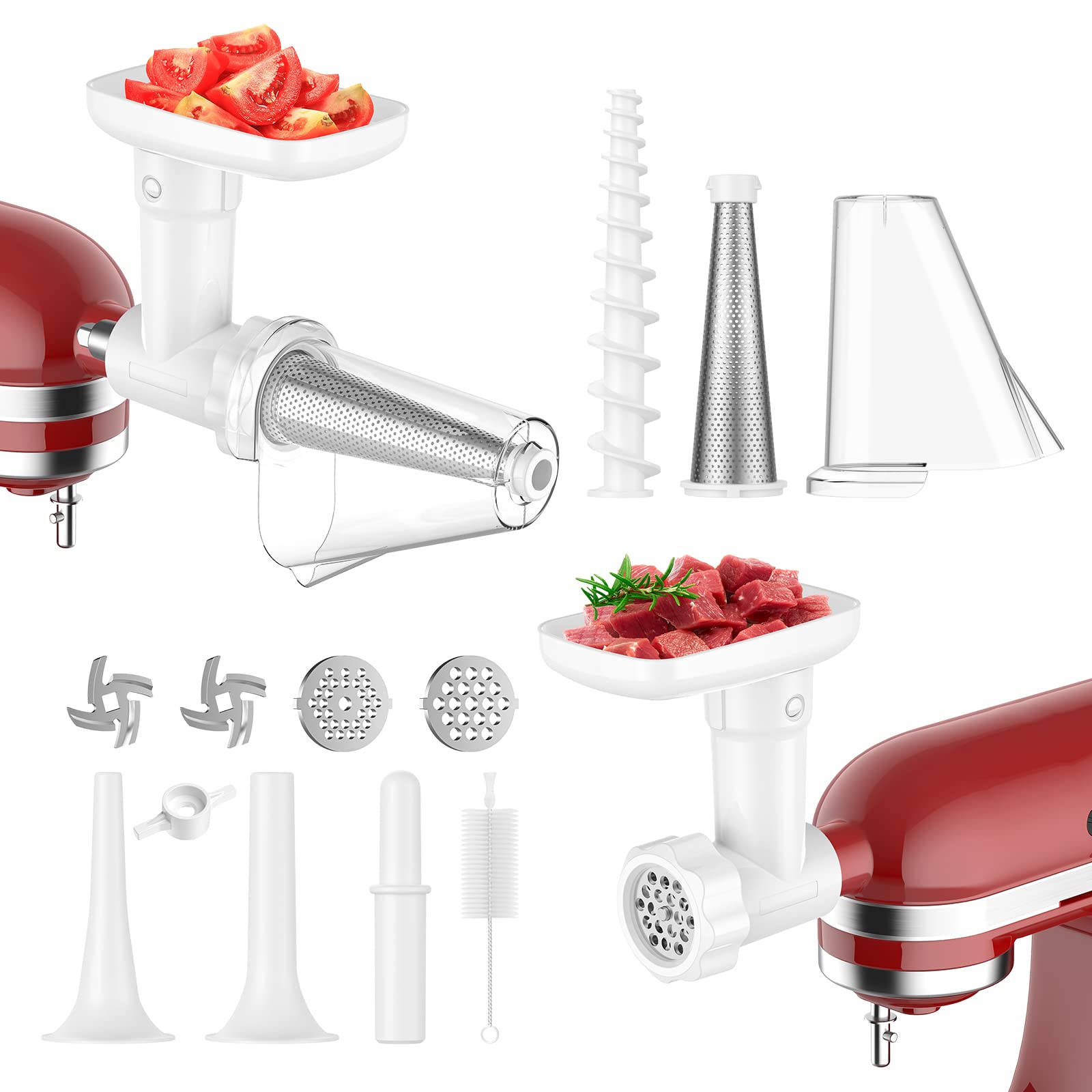 Fruit and Vegetable Attachment Strainer Set with Meat Grinder for Kitchenaid
