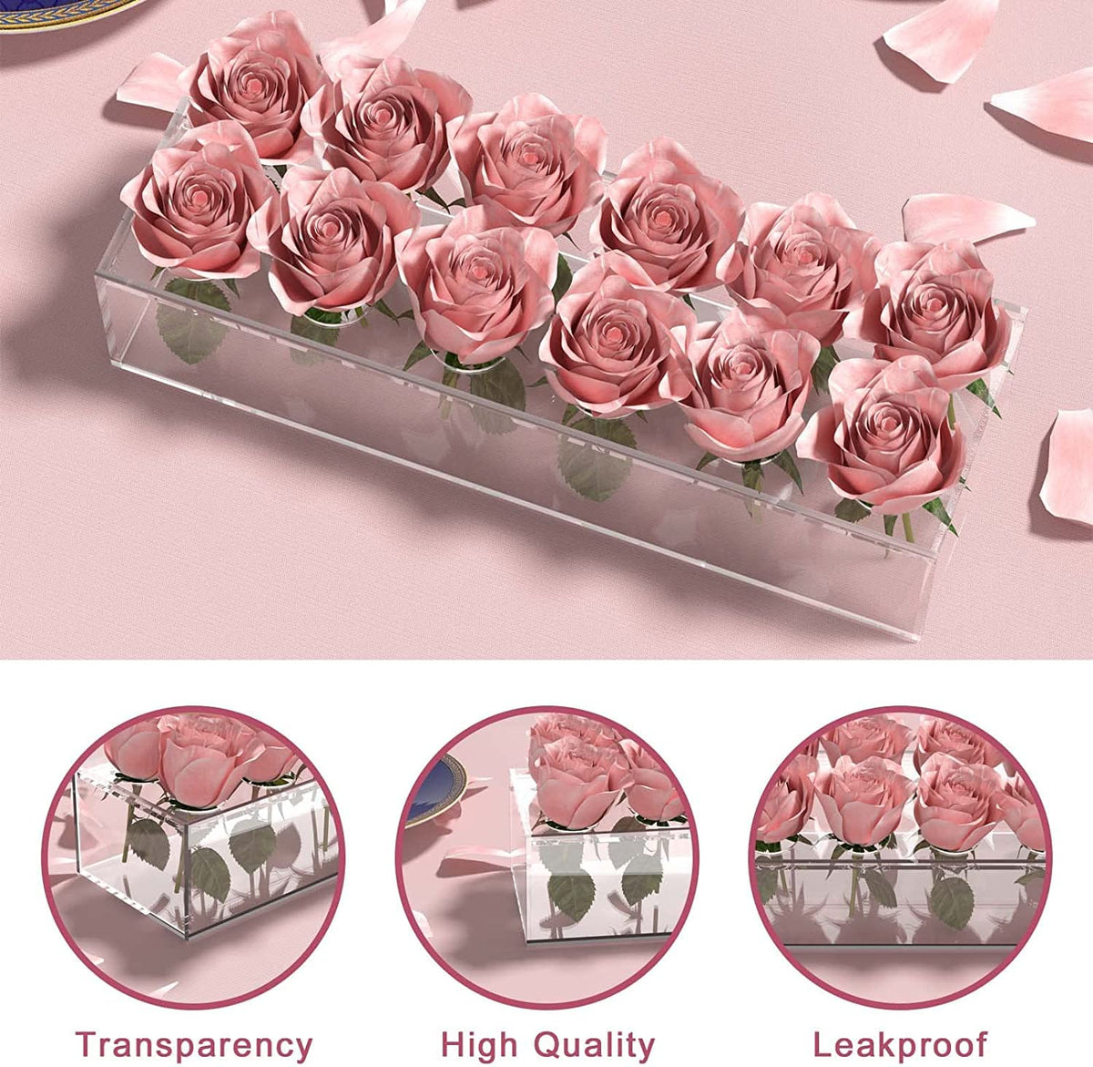 Modern Flower Vase Holes Arcylic Floral Container Centerpiece Home Decor