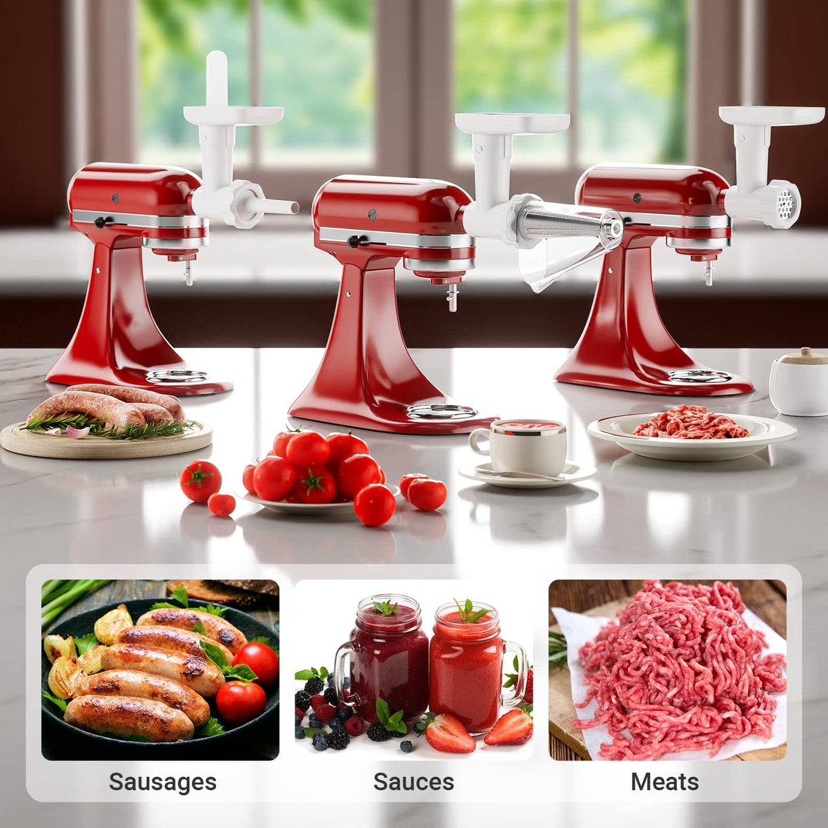 Fruit and Vegetable Attachment Strainer Set with Meat Grinder for Kitchenaid