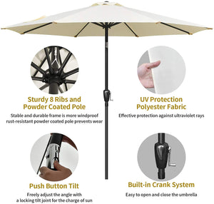 9 ft. Steel Market Tilt Patio Umbrella in Beige