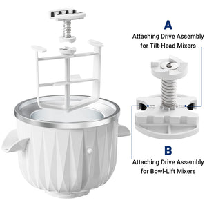 2 qt. White Ice Cream Attachment Fits for 4.5 qt. Larger Stand Mixers