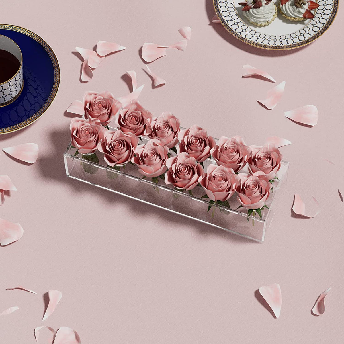 Modern Flower Vase Holes Arcylic Floral Container Centerpiece Home Decor