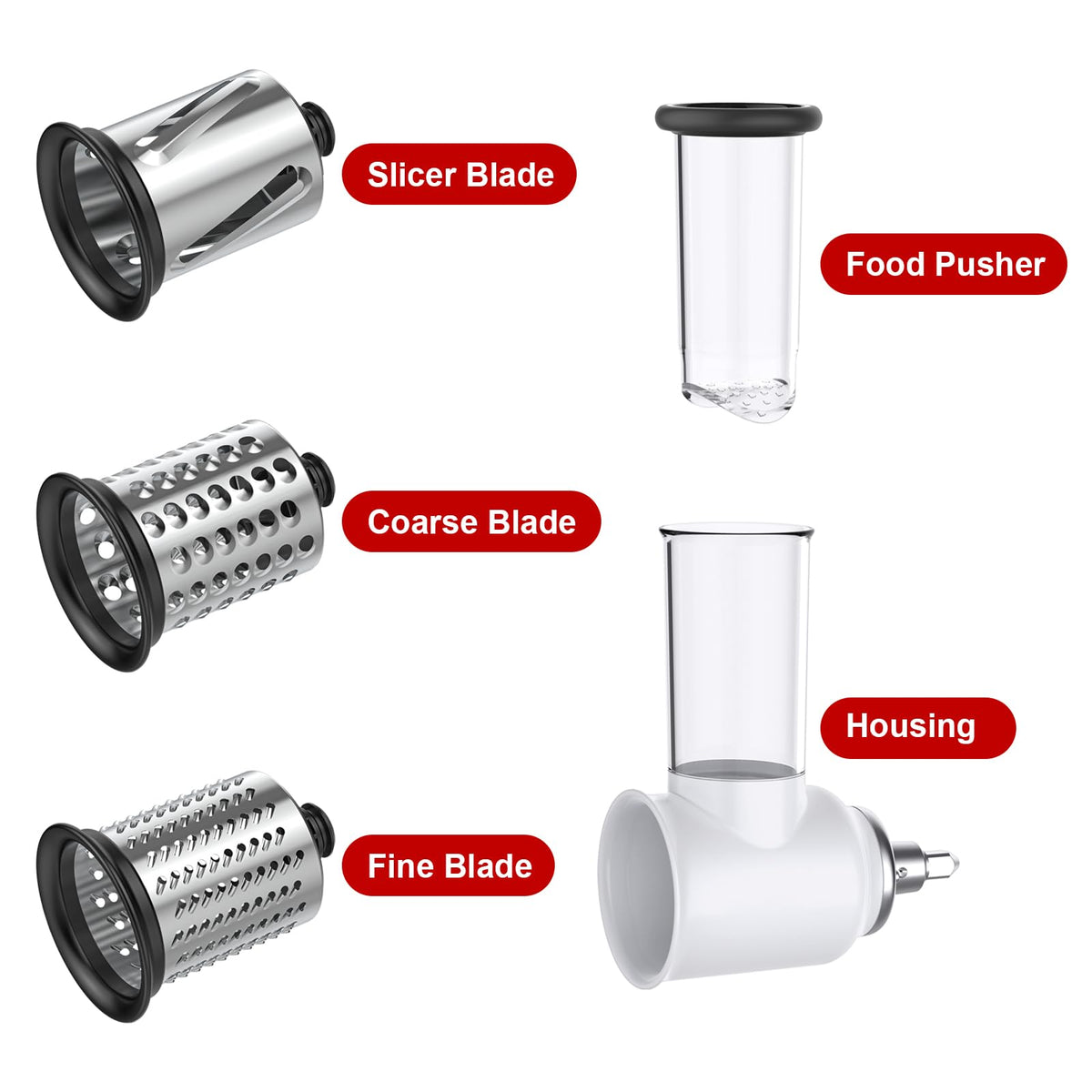 Cheese Grater Attachment for Kitchenaid, Vegetable Salad Maker Accessories with 3-Blades