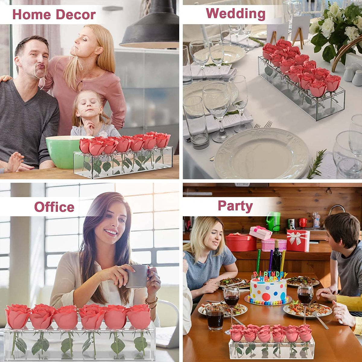 Modern Flower Vase Holes Arcylic Floral Container Centerpiece Home Decor